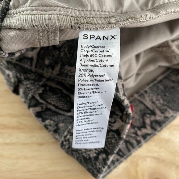Spanx Jean-ish Ankle Leggings‎ Taupe Snakeskin Cotton Blend Women's Medium - Picture 7 of 10